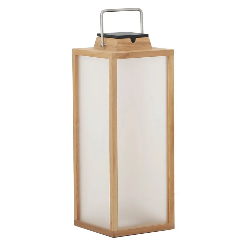 Tradition LED-solcellelanterne lavet af teaktræ Højde 65 cm