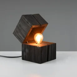 Treasure bordlampe, sort, træ, hængslet