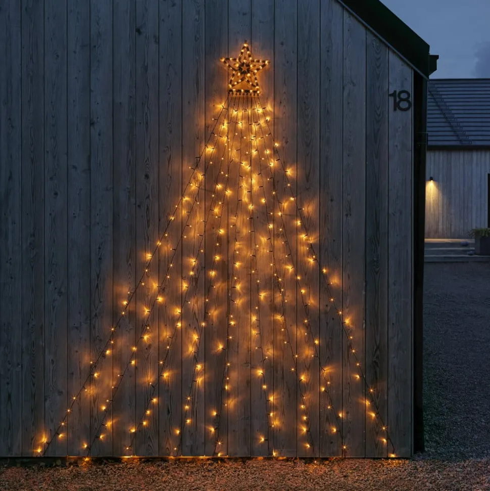 Triangel LED-lysgardin med stjerne