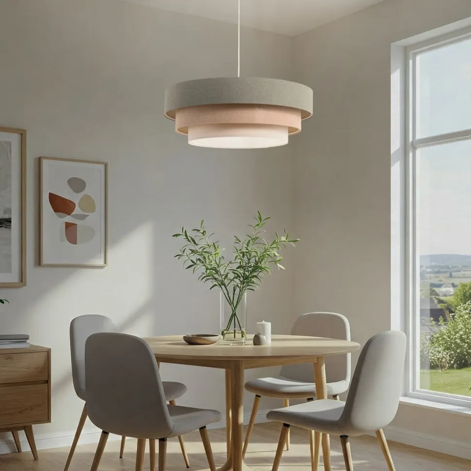 Triniti hængelampe, grøn/beige/creme, Ø 60 cm, tekstil