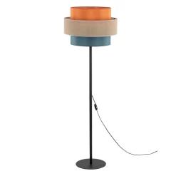 Trio gulvlampe, juteskærm, orange/naturbrun/petrol