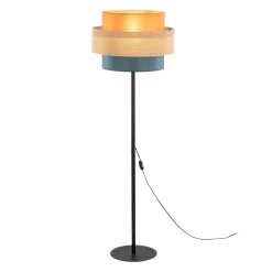 Trio gulvlampe, juteskærm, orange/naturbrun/petrol