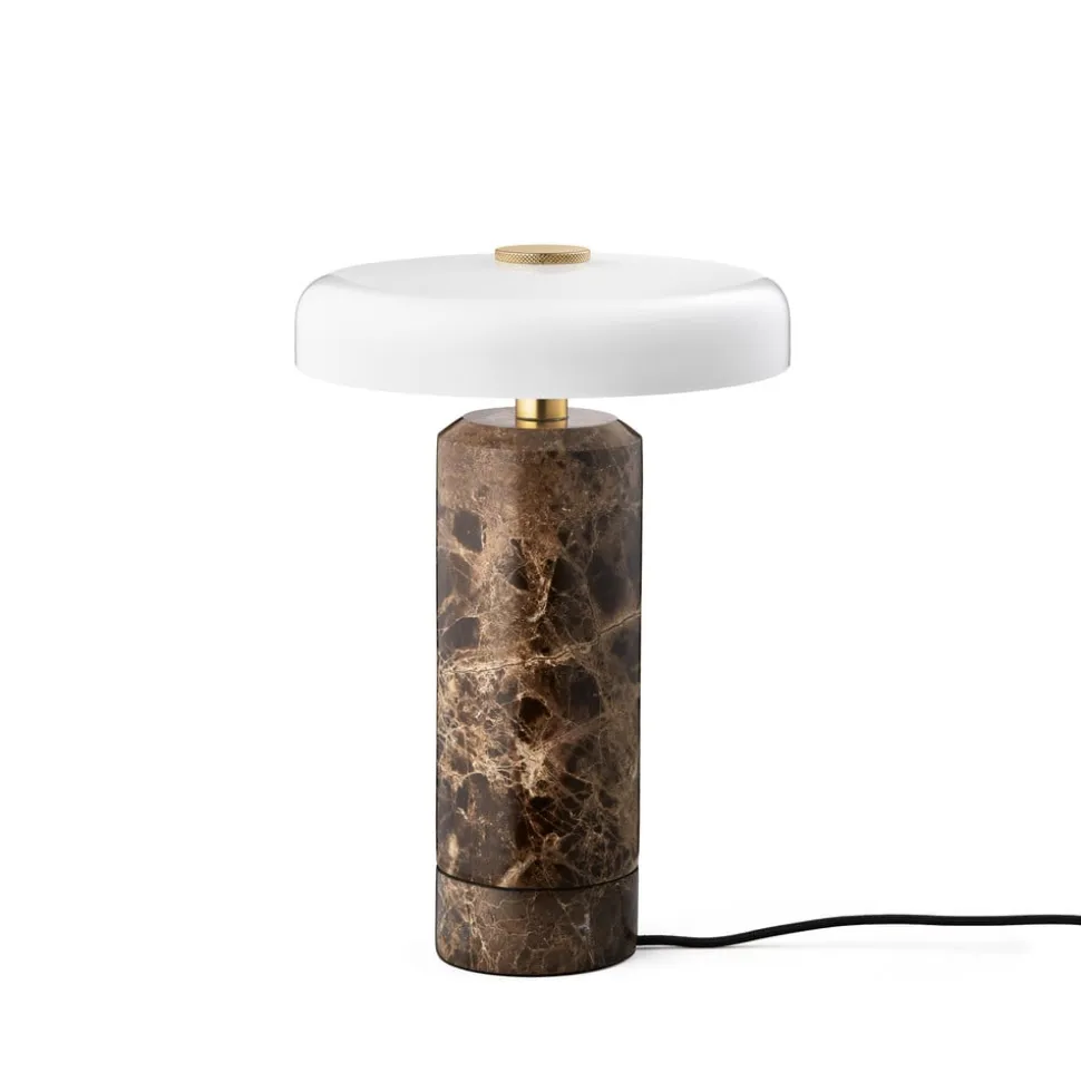 Trip LED genopladelig bordlampe, brun/hvid, marmor, glas, IP44