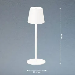 Tropea LED-bordlampe med batteri, sandet hvid