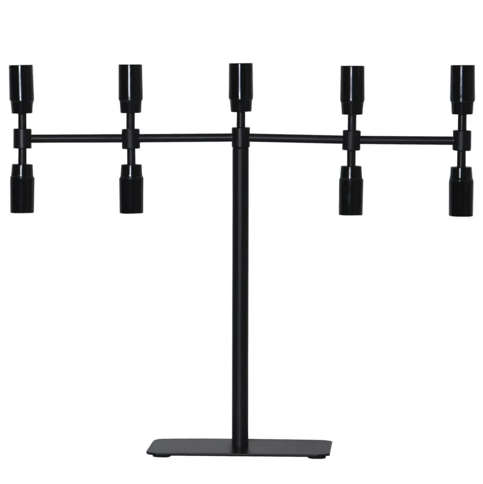 Twice lysestage, sort, 9 lyskilder, 42 cm