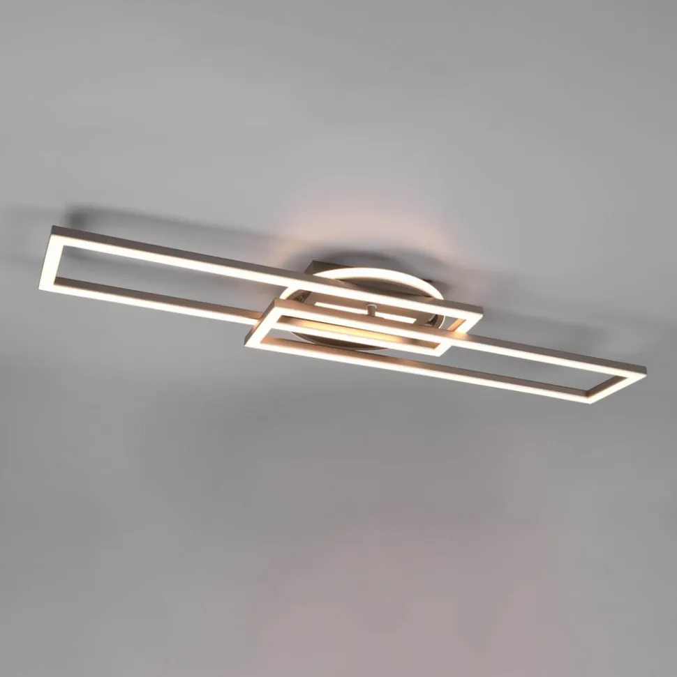 Twister LED-loftlampe, drejelig, fjernbetj. nikkel