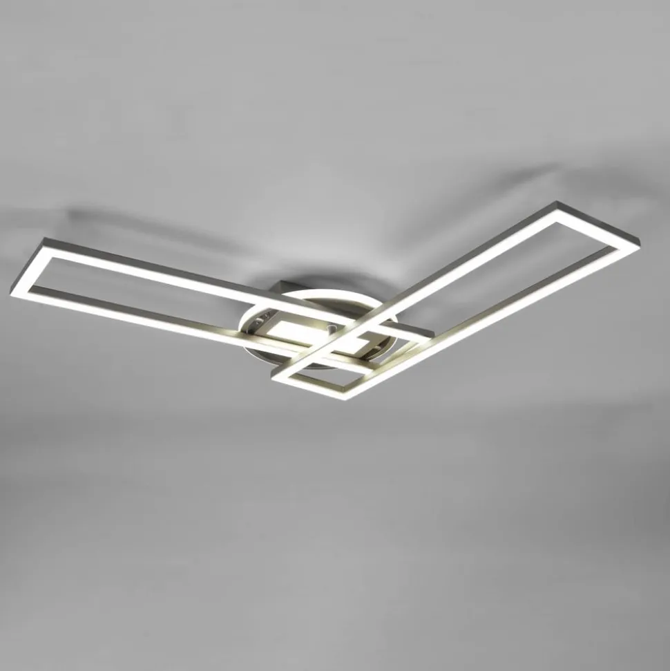 Twister LED-loftlampe, drejelig, fjernbetj. nikkel