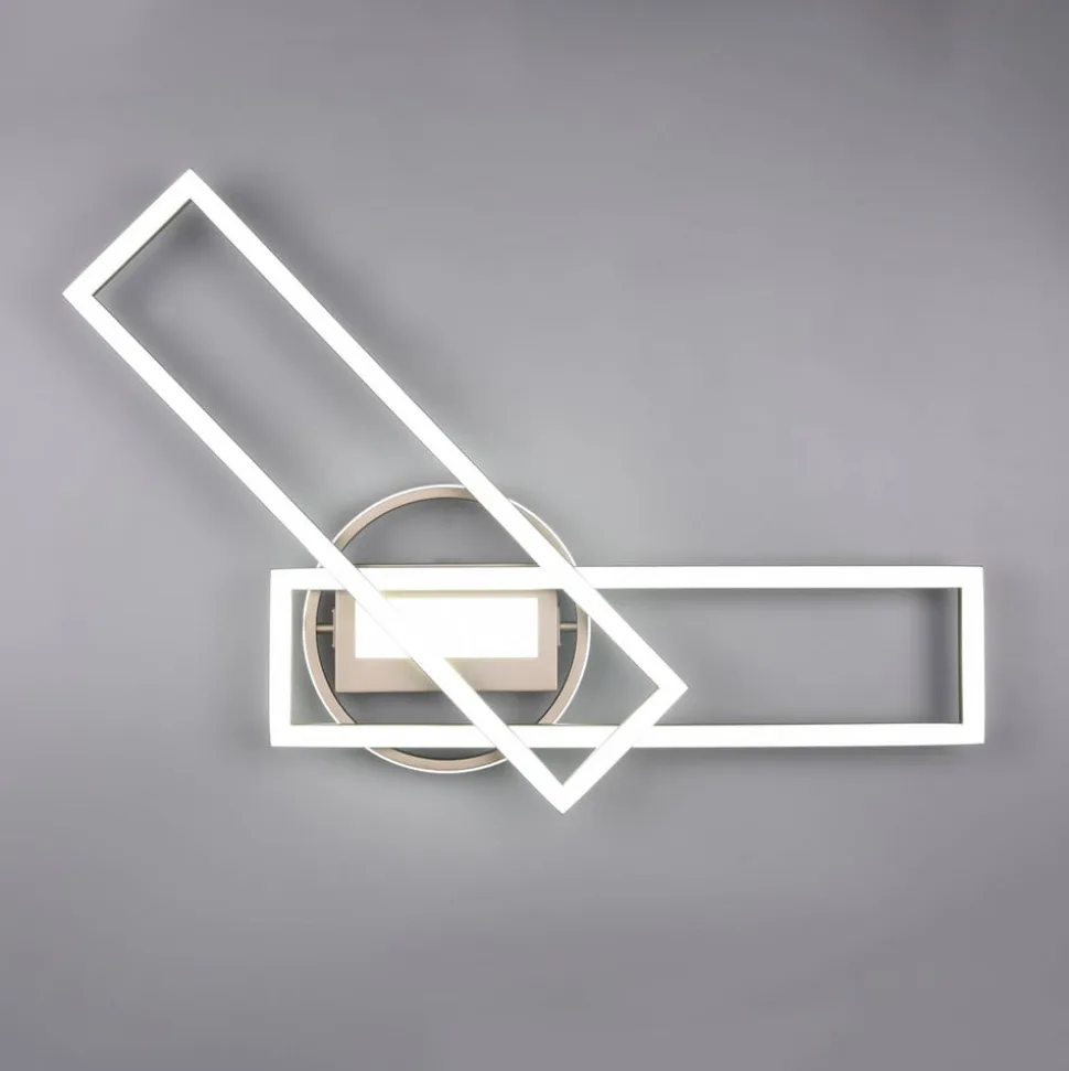 Twister LED-loftlampe, drejelig, fjernbetj. nikkel