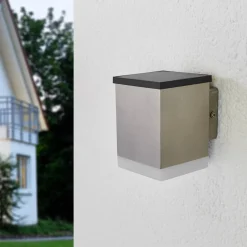 Tyson LED-væglampe solcelle, kantet satineret