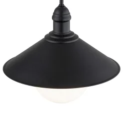 Udendørs hængelampe Enduro, sort, stål, glas, IP44, E27
