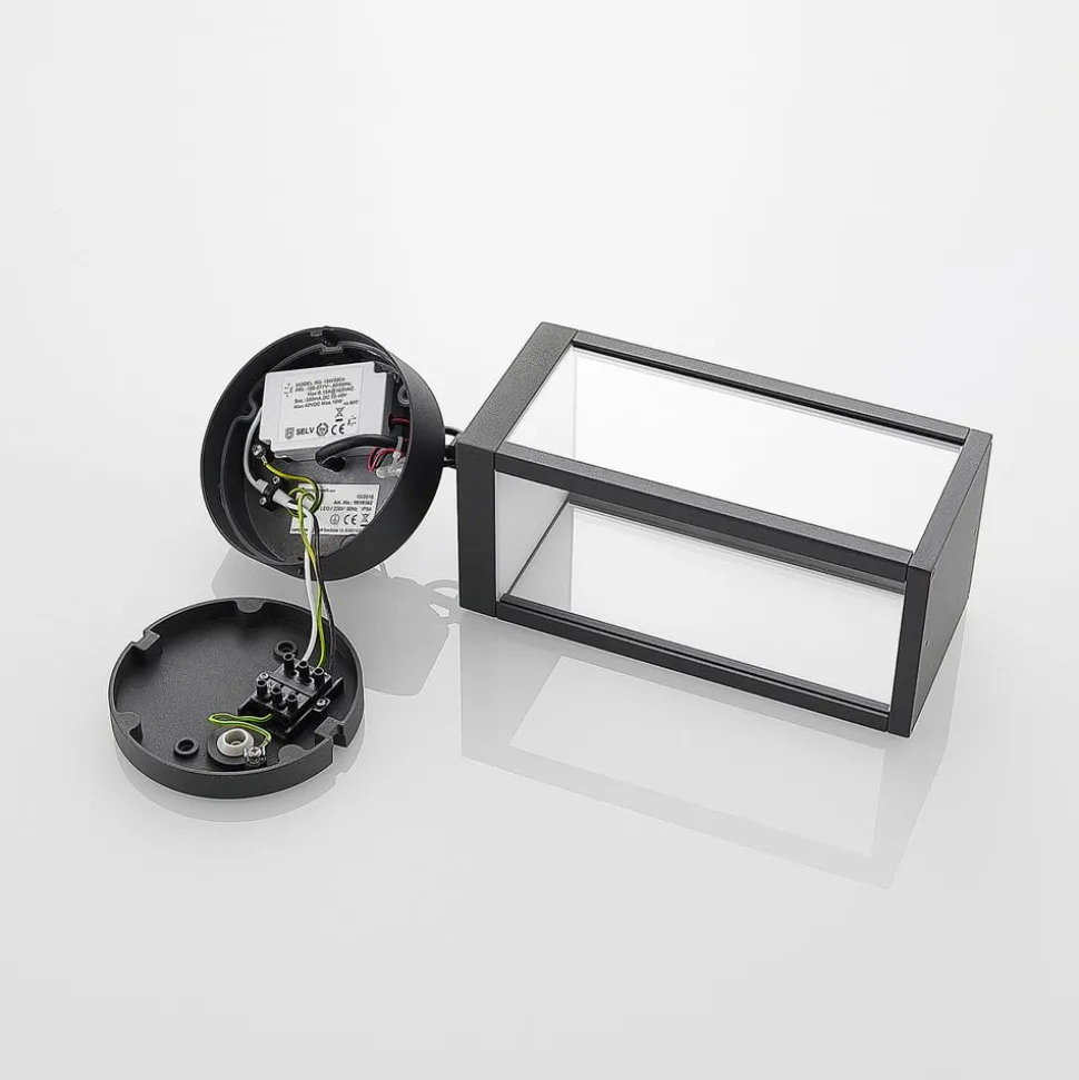 Udendørs LED-pendellampe Cube med glasskærm, 26 cm