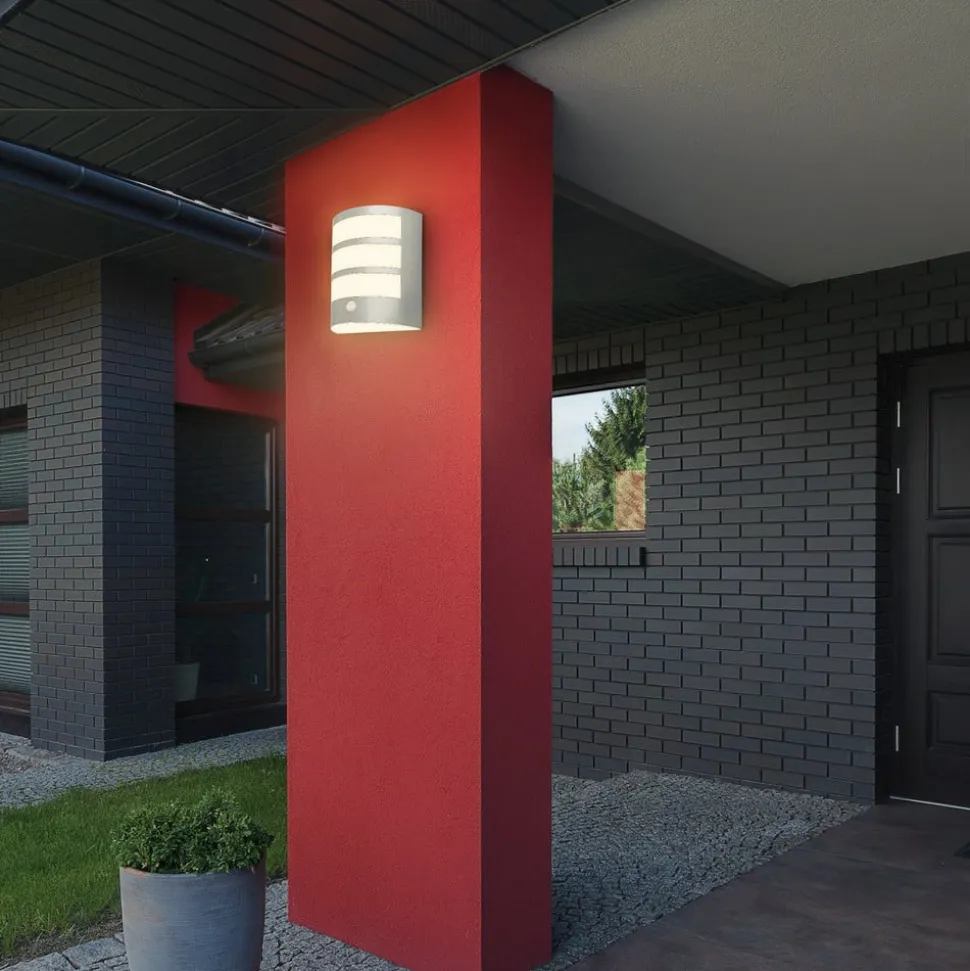 Udendørs LED-væglampe 3795014, kromfarvet, sensor, IP44