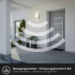 Udendørs LED-væglampe 3795014, kromfarvet, sensor, IP44