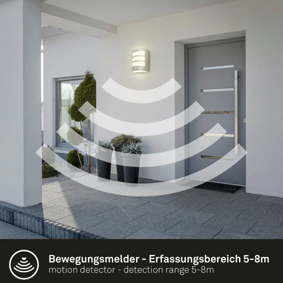Udendørs LED-væglampe 3795014, kromfarvet, sensor, IP44