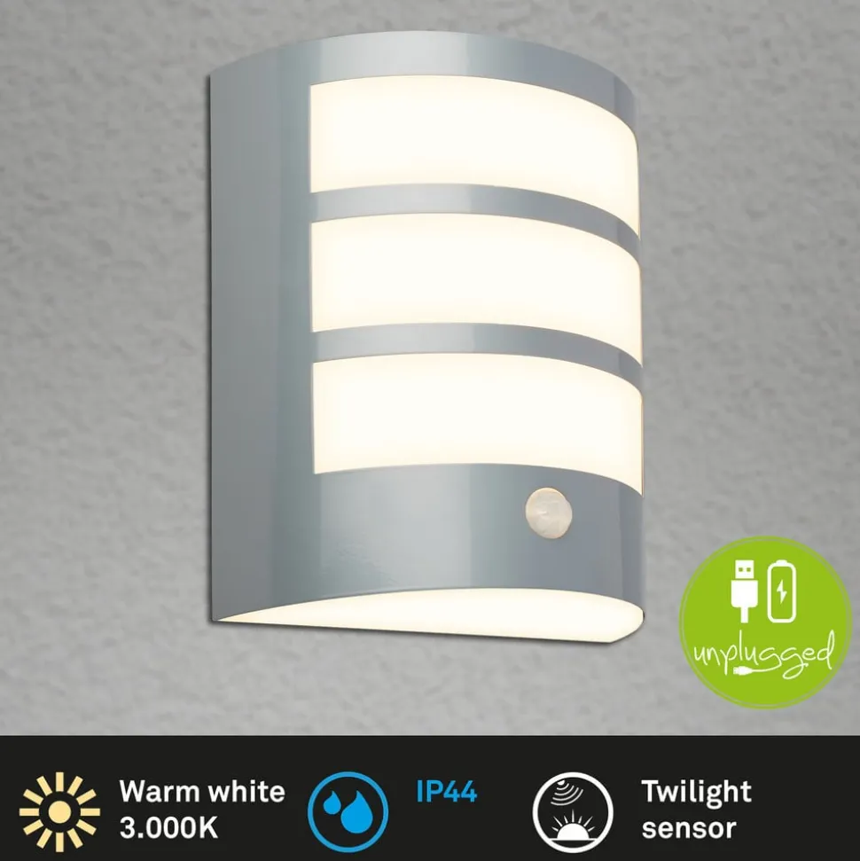 Udendørs LED-væglampe 3795014, kromfarvet, sensor, IP44