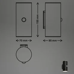 Udendørs LED-væglampe 3787015, sort, sensor, op/ned