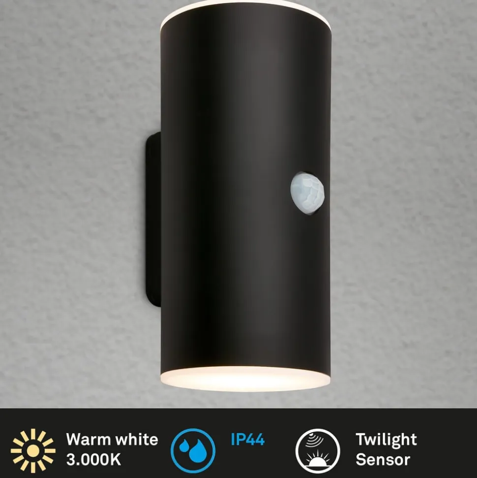 Udendørs LED-væglampe 3787015, sort, sensor, op/ned