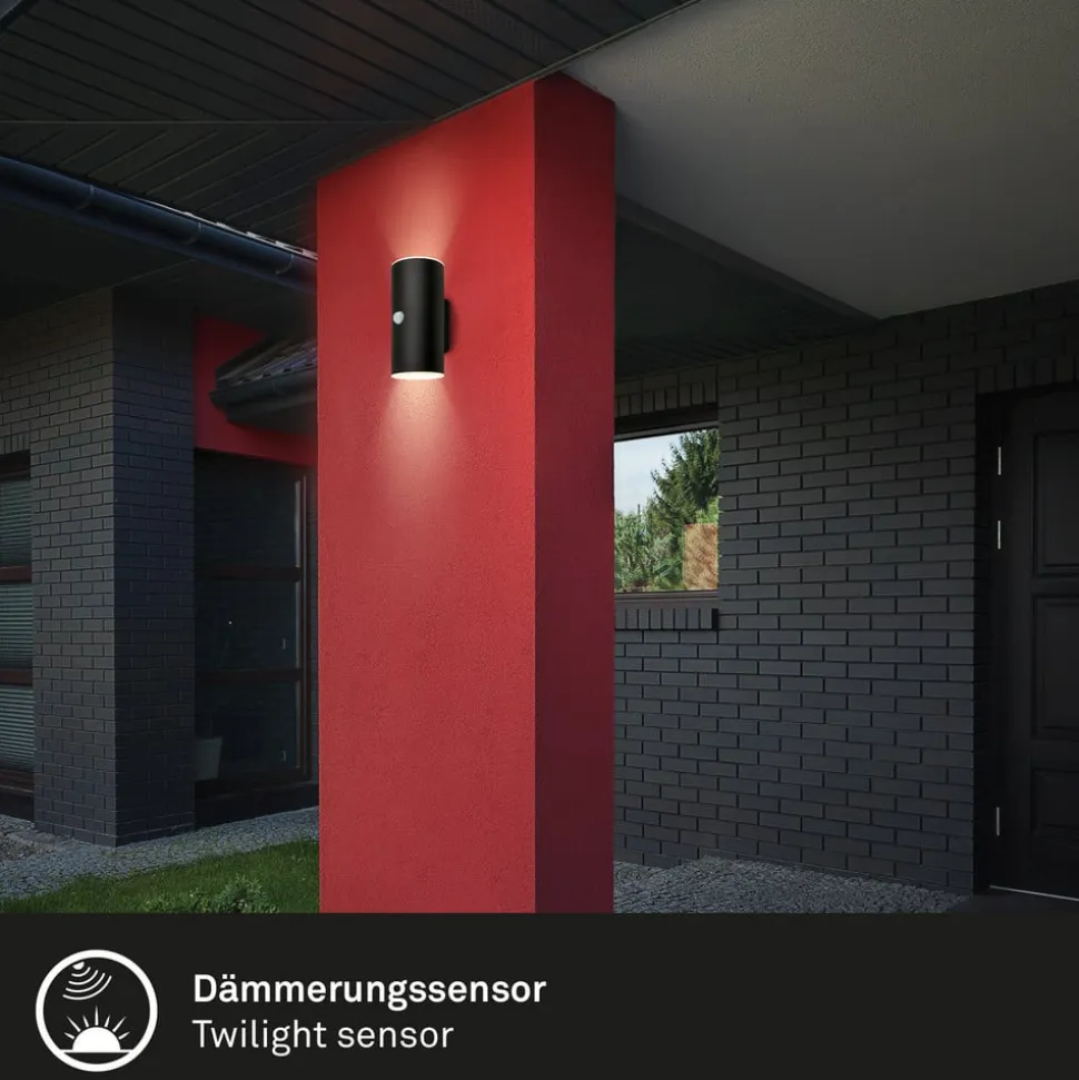 Udendørs LED-væglampe 3787015, sort, sensor, op/ned