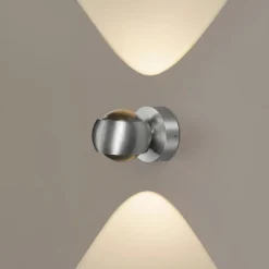Udendørs LED-væglampe, aluminiumsfarvet, up&down, CCT, dæmpbar