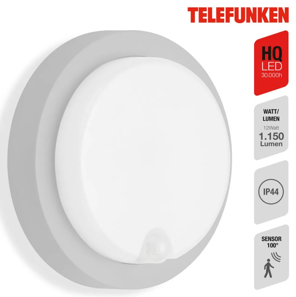 Udendørs LED-væglampe Dortmund Ø17cm sølv