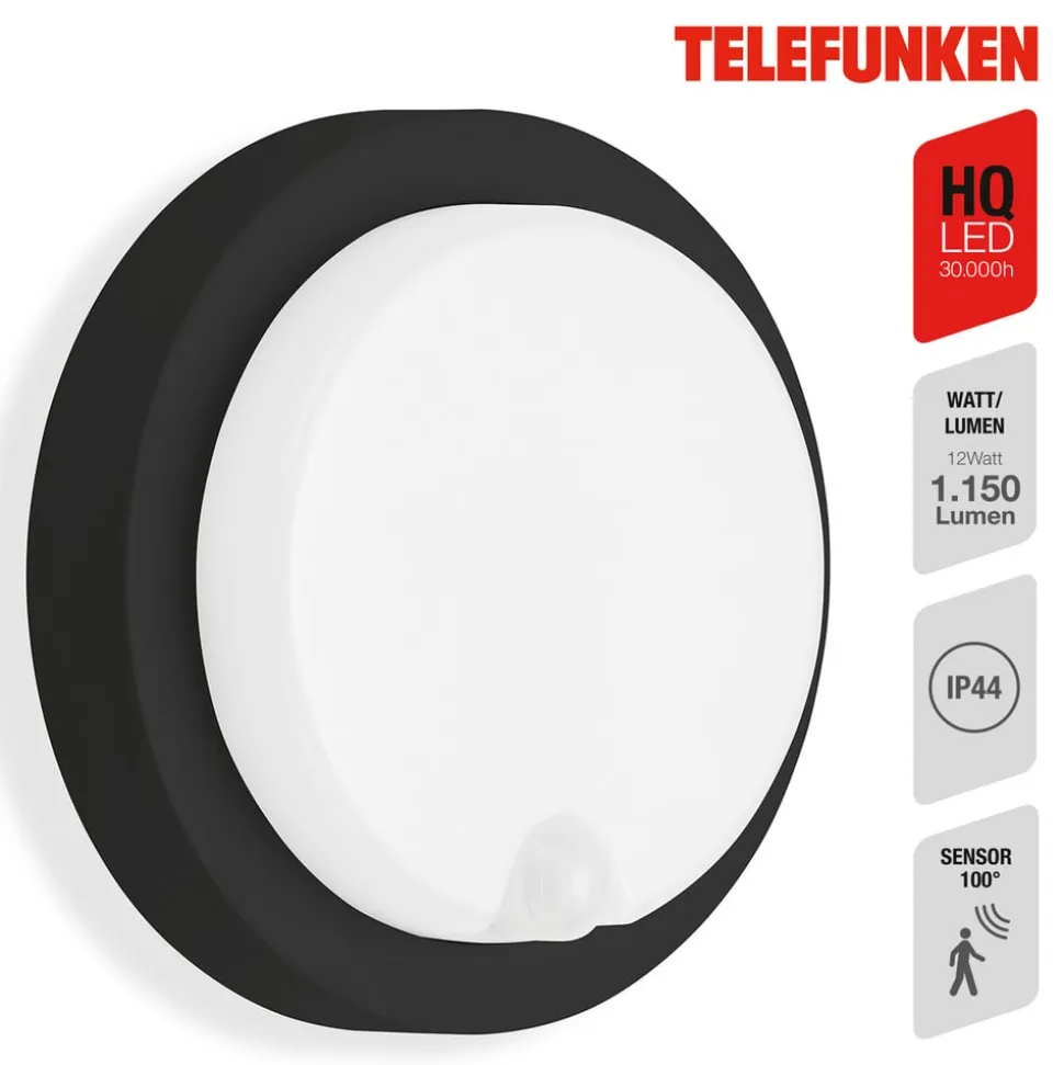 Udendørs LED-væglampe Dortmund Ø17cm sort