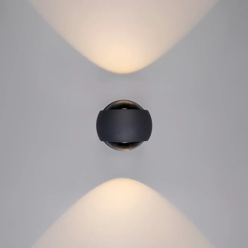Udendørs LED-væglampe, grafit, op & ned, CCT, dæmpbar, aluminium