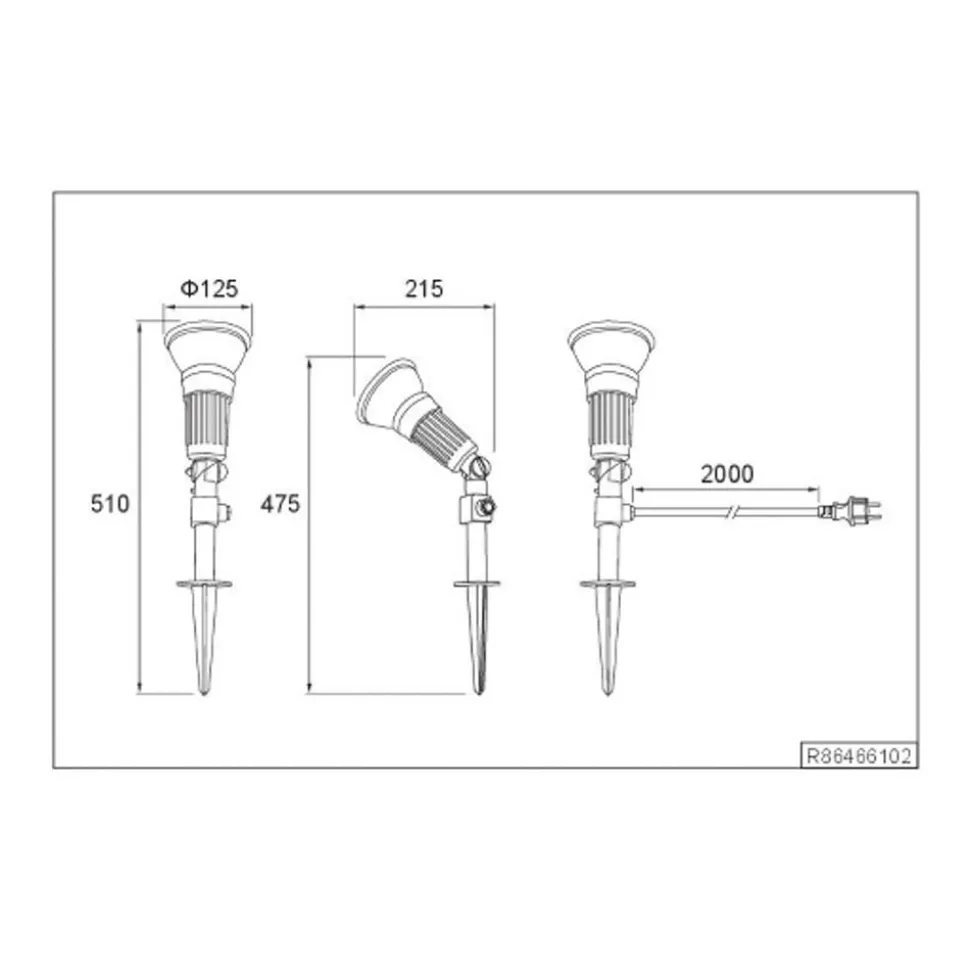 Udendørs spotlampe Caceres, sort, plast, IP44, vipbar