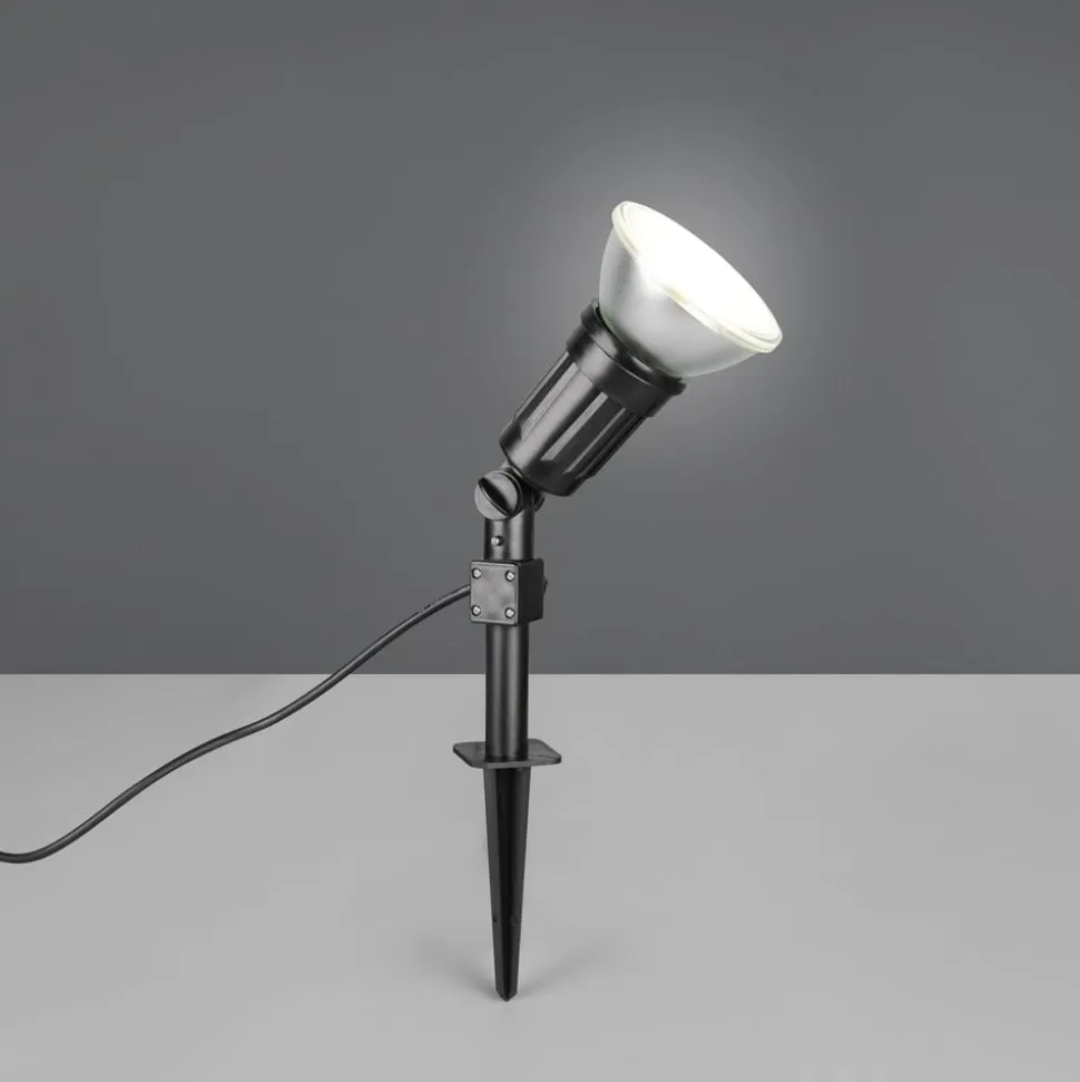 Udendørs spotlampe Caceres, sort, plast, IP44, vipbar