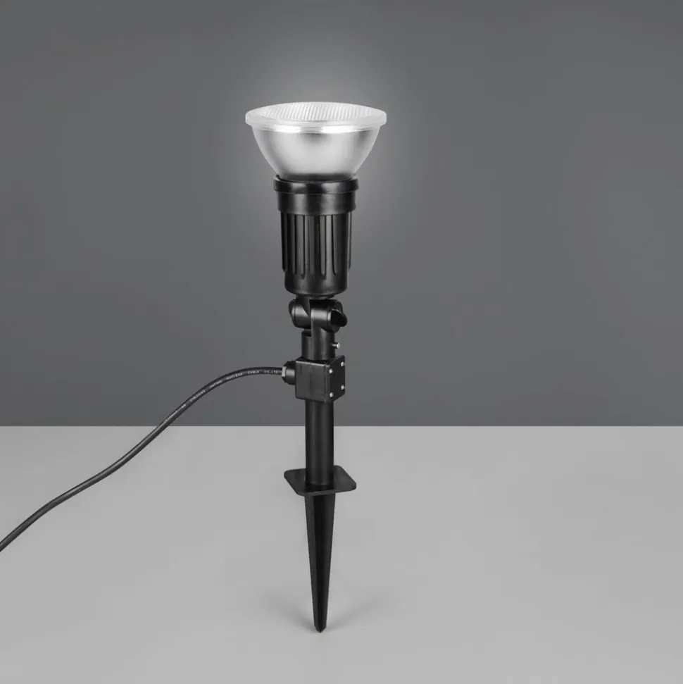 Udendørs spotlampe Caceres, sort, plast, IP44, vipbar
