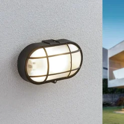 Udendørs væglampe Alisha, oval, sort