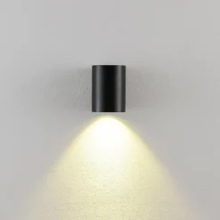 Udendørs væglampe CAN, sort, 1 lyskilde, Ø 8 cm IP65 metal GU10