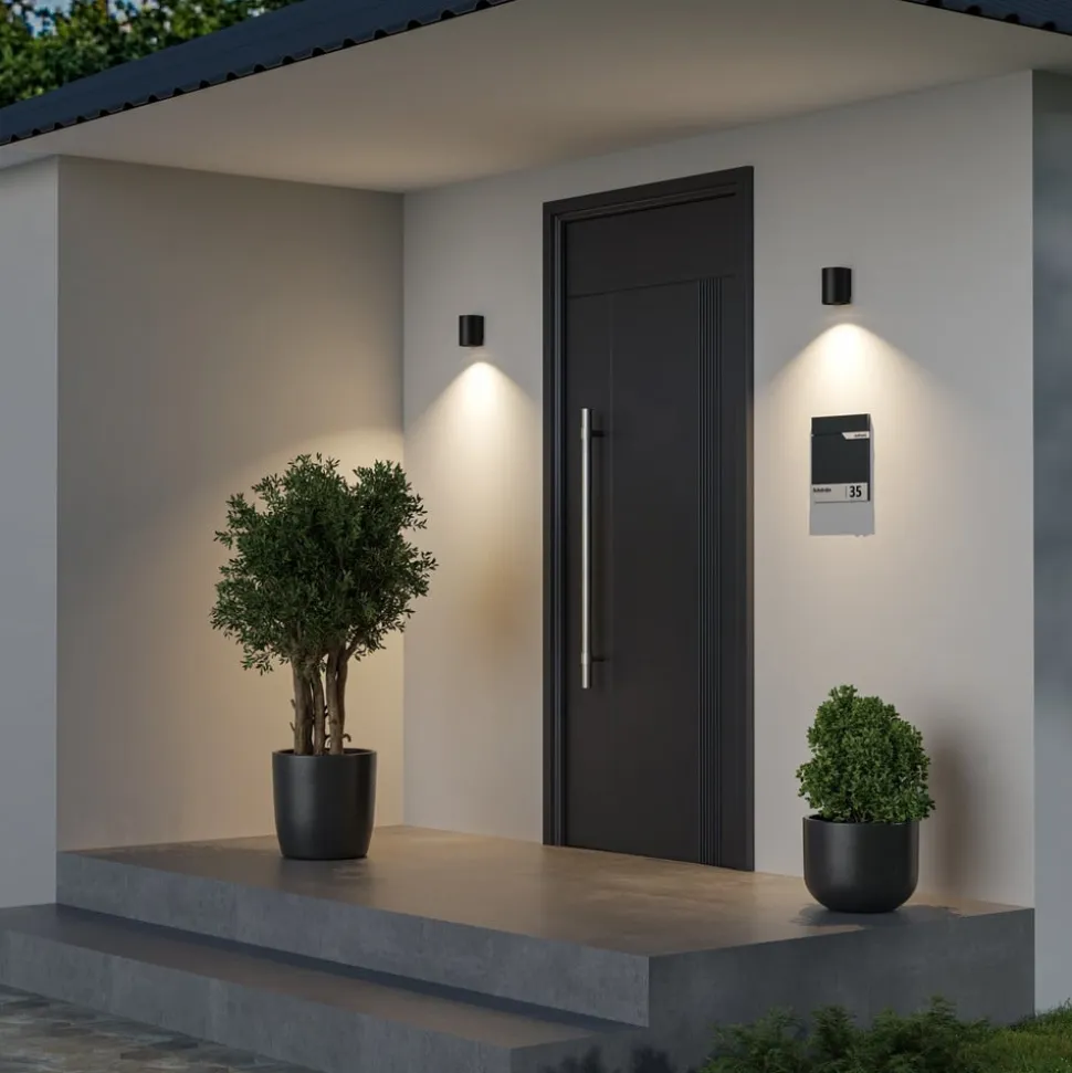 Udendørs væglampe CAN, sort, 1 lyskilde, Ø 8 cm IP65 metal GU10
