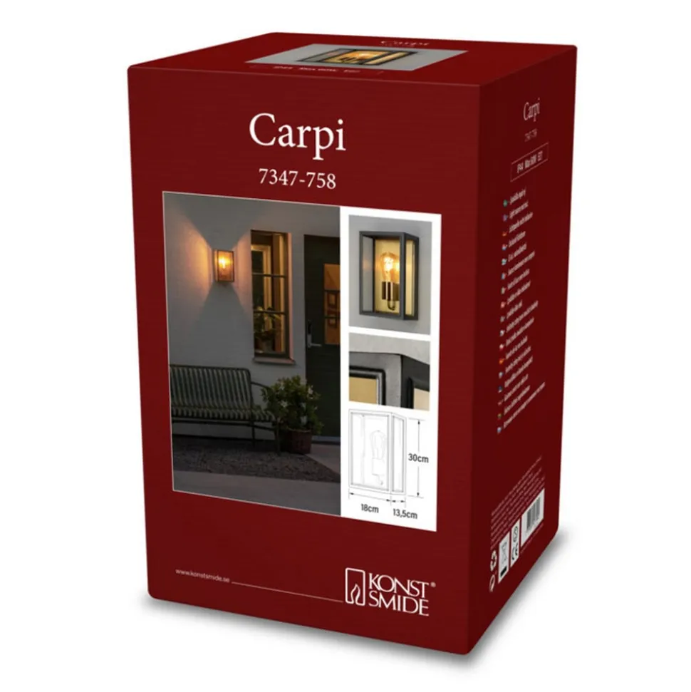Udendørs væglampe Carpi, sort, bredde 18 cm