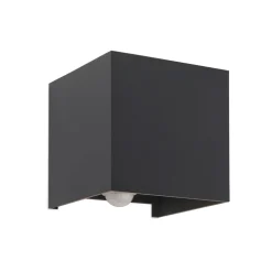 Udendørs væglampe Cube-S, antracit, metal, sensor