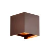 Udendørs væglampe Davos, corten, kantet, dæmpbar aluminium
