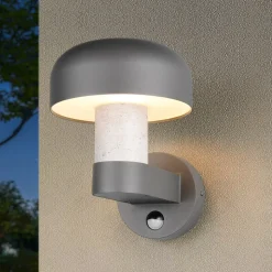 Udendørs væglampe Fraser Sensor grå/betonlook, aluminium IP54 E27