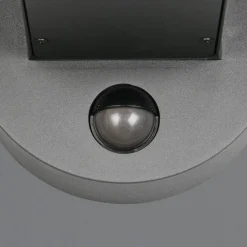 Udendørs væglampe Fraser Sensor, grå/trælook, aluminium IP54 E27