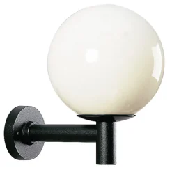 Udendørs væglampe, kugle, plast, Ø 35 cm, sort