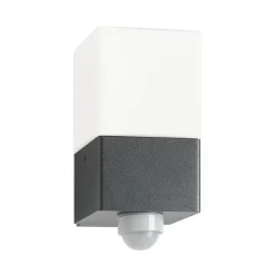 Udendørs væglampe Linus, grafit, Sensor, stål, glas, E27