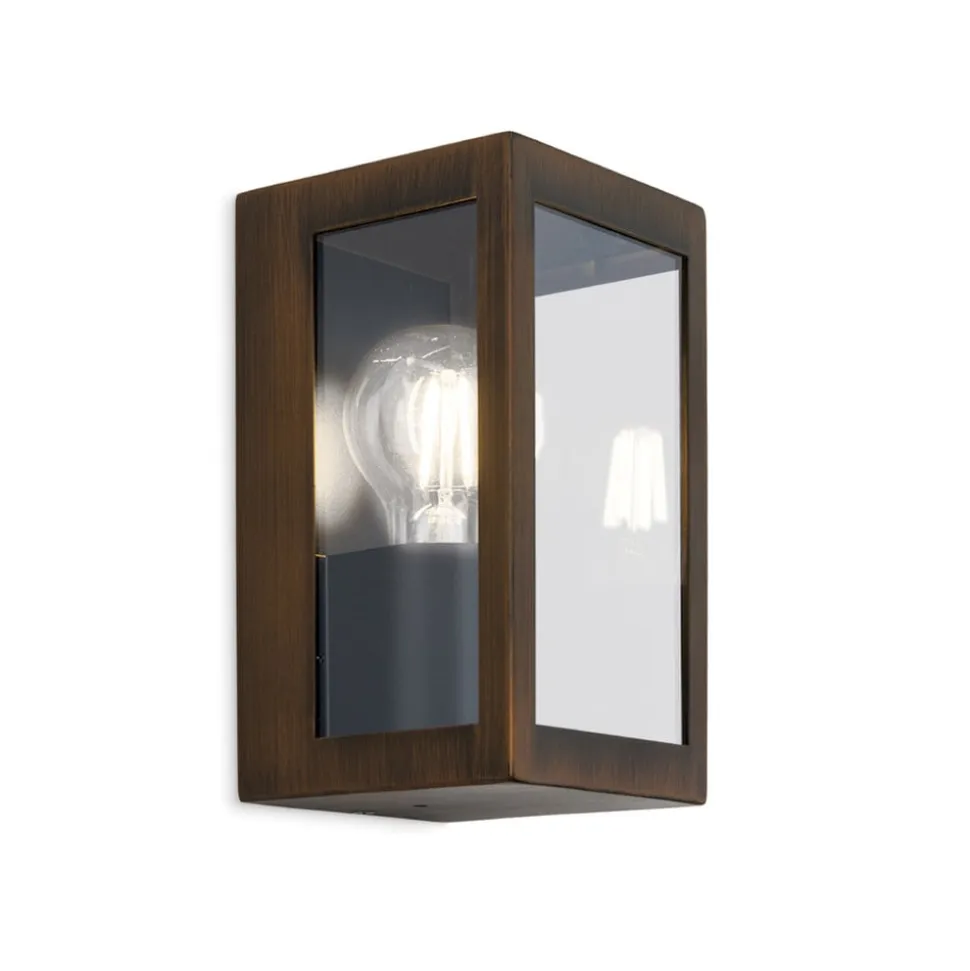 Udendørs væglampe Lumina, rust-sort, stål, glas, IP44