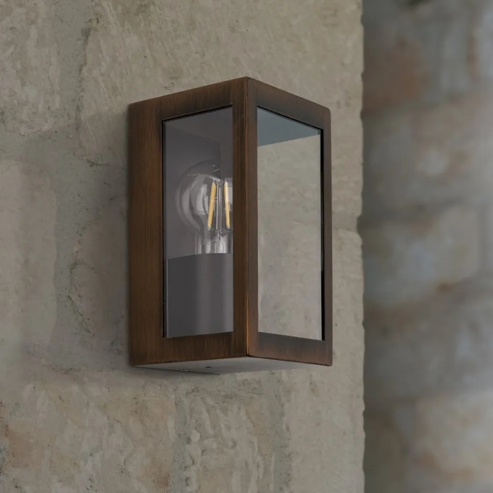 Udendørs væglampe Lumina, rust-sort, stål, glas, IP44