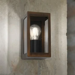 Udendørs væglampe Lumina, rust-sort, stål, glas, IP44