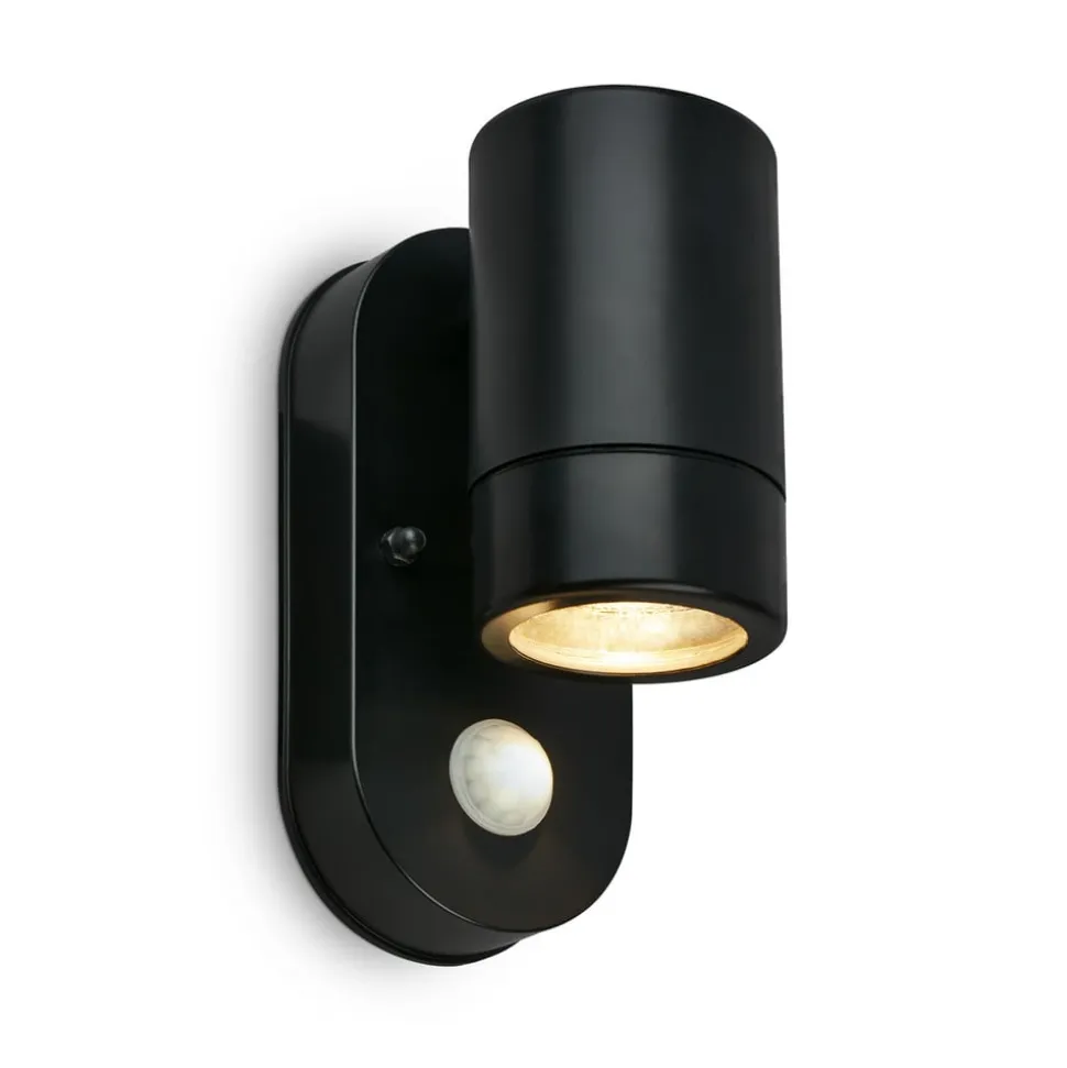 Udendørs væglampe med sensor 3789015, sort, plast, GU10
