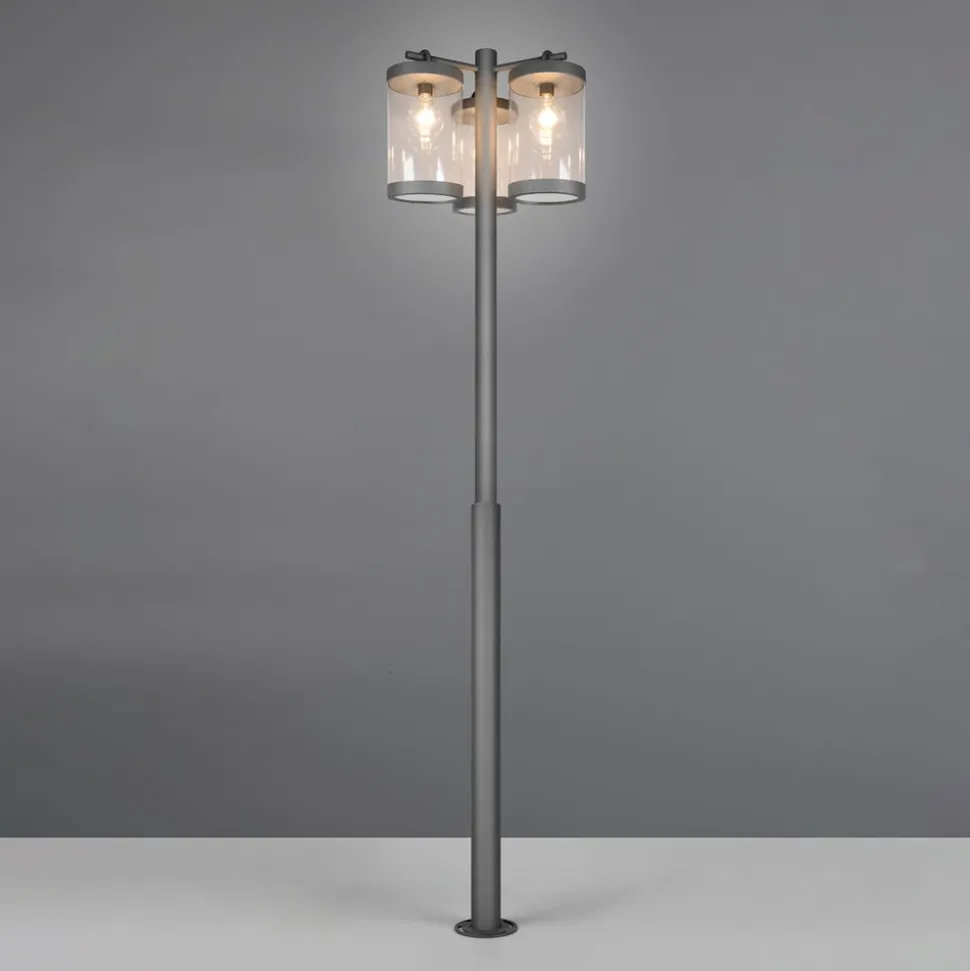 Udendørslampe Sambesi, H 240 cm, antracit, skumringssensor