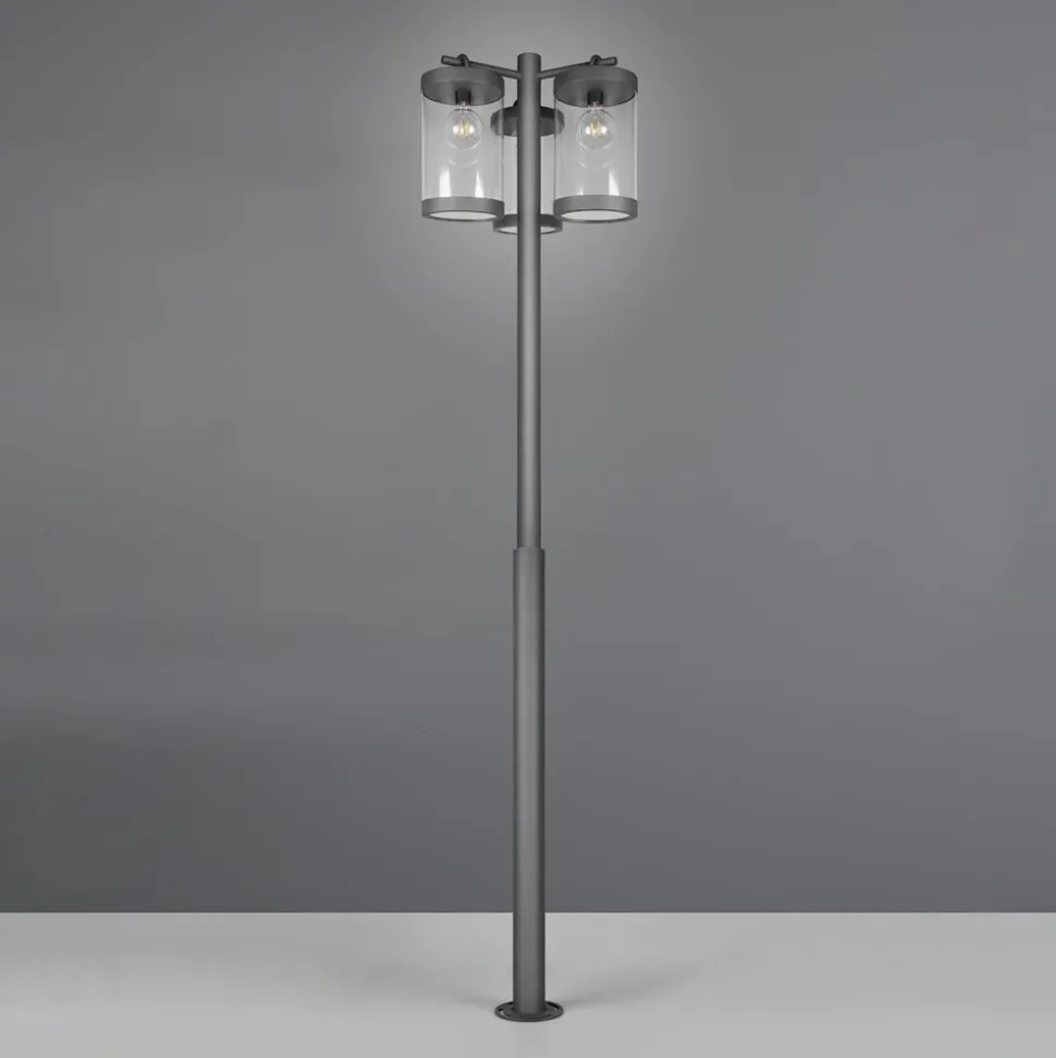 Udendørslampe Sambesi, H 240 cm, antracit, skumringssensor
