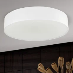 Ufo loftlampe med linnedskærm, hvid