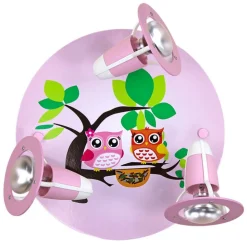 Ugle loftlampe til børneværelset, rosa