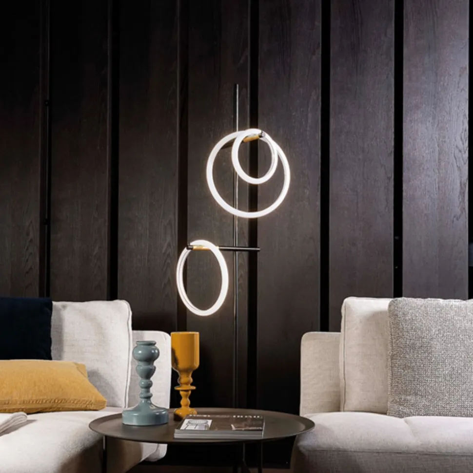 Ulaop LED-gulvlampe, tre ringe, sort