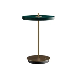 UMAGE LED-bordlampe Asteria Move skovgrøn/messing 31cm