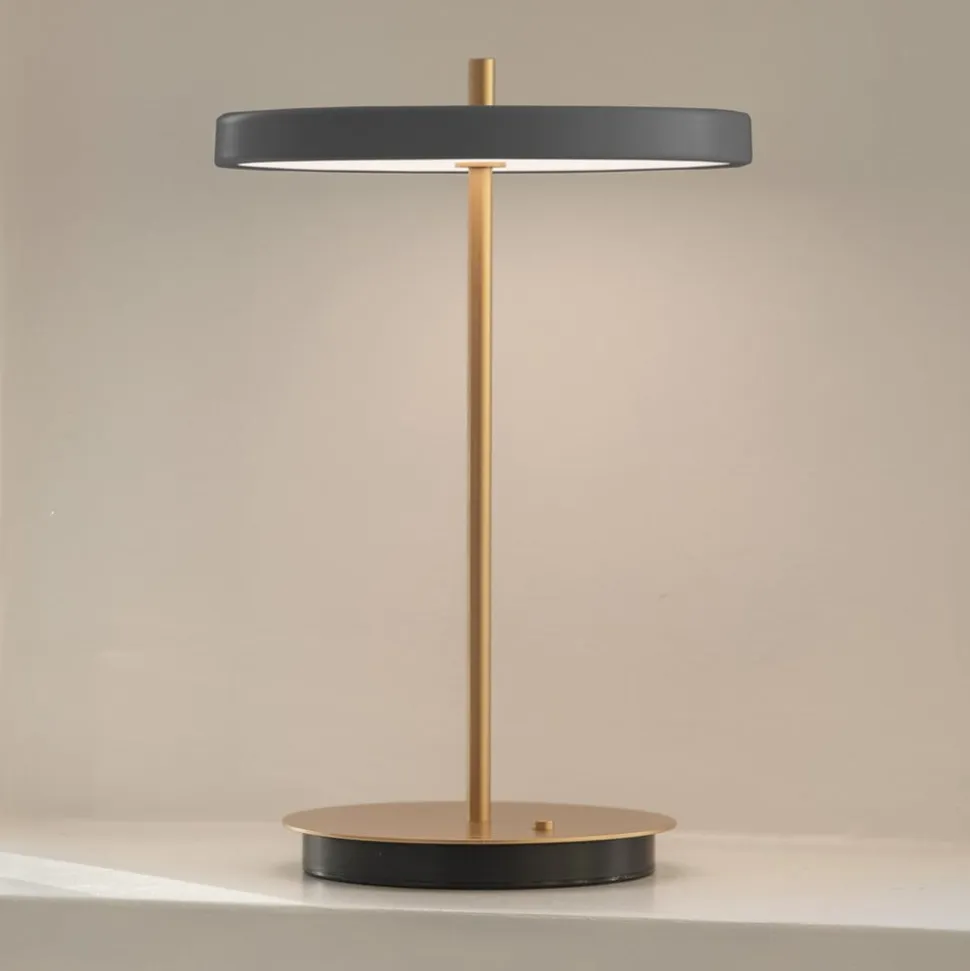 UMAGE LED-bordlampe med batteri Asteria Move antracit/messing 31 cm